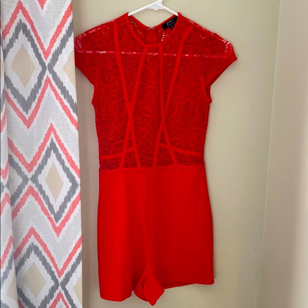 Lace Red Romper, S